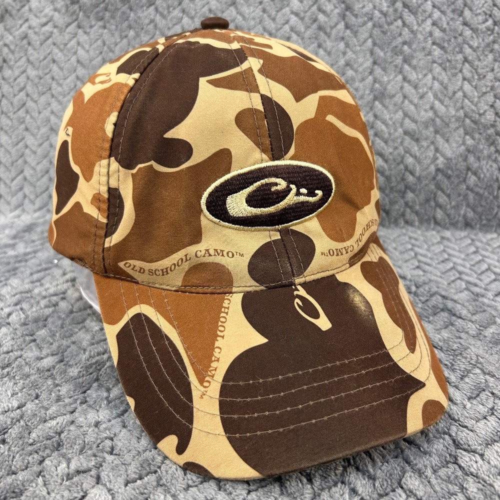 Drake Waterfowl Embroidered Logo Mens Brown Old School Camo Hat OSFM